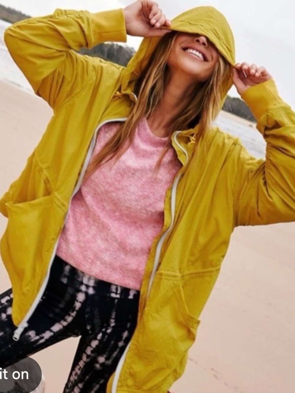 Free people, movement M Lightweight Yellow-Green Hooded Jacket - Women